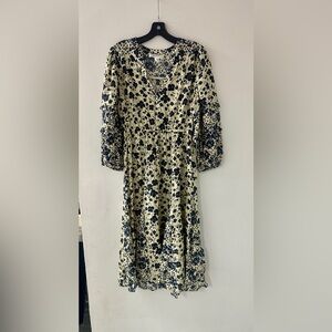 ba&sh MINARY dress Navy and Cream Floral size Medium NWT